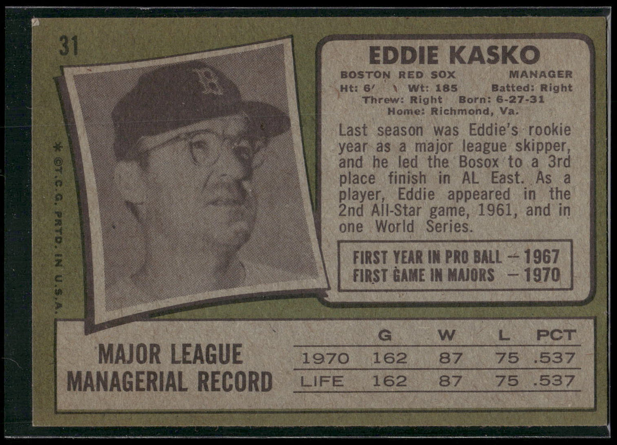1971 Topps #31 Eddie Kasko