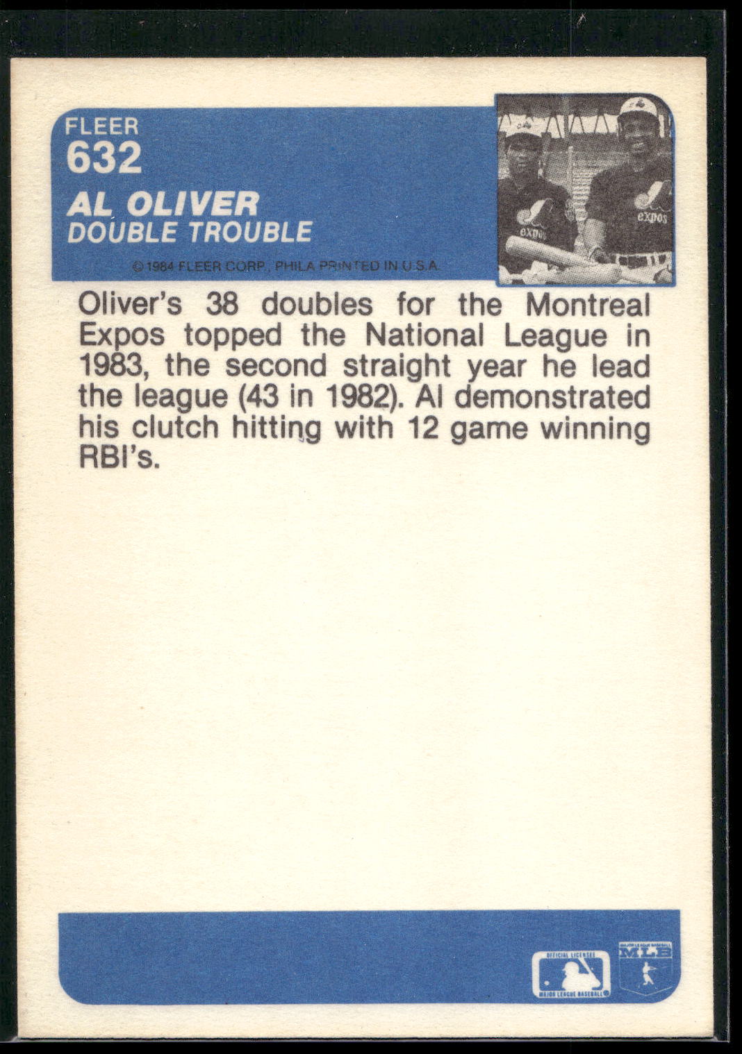 1984 Fleer #632 Al Oliver