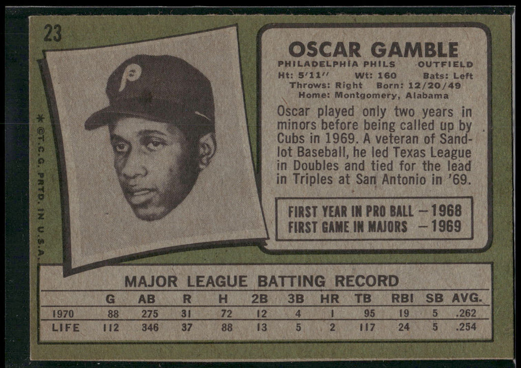 1971 Topps #23 Oscar Gamble