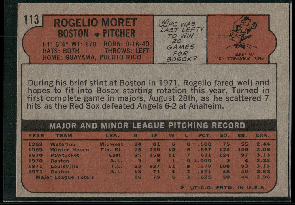 1972 Topps #113 Rogelio Moret
