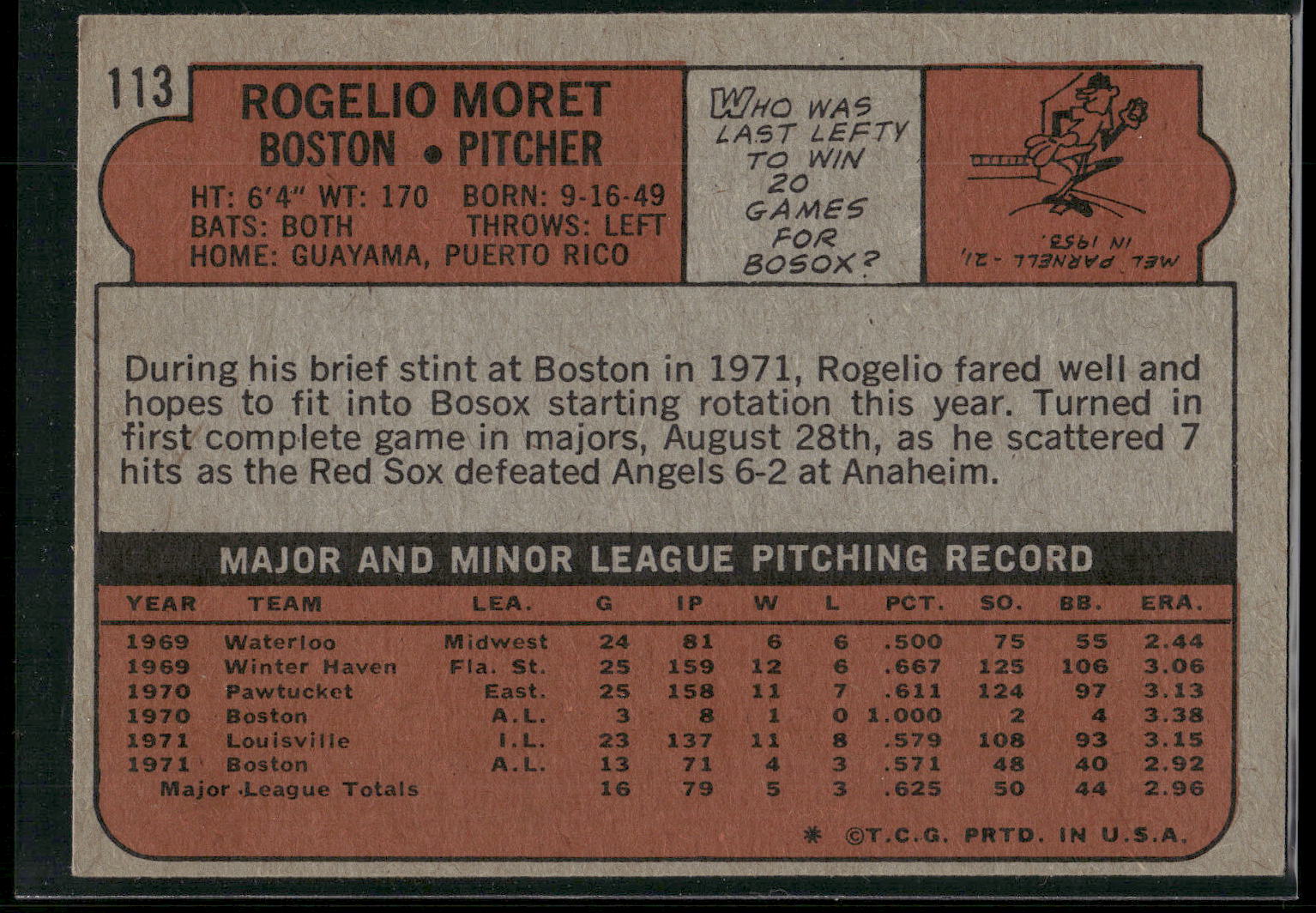 1972 Topps #113 Rogelio Moret