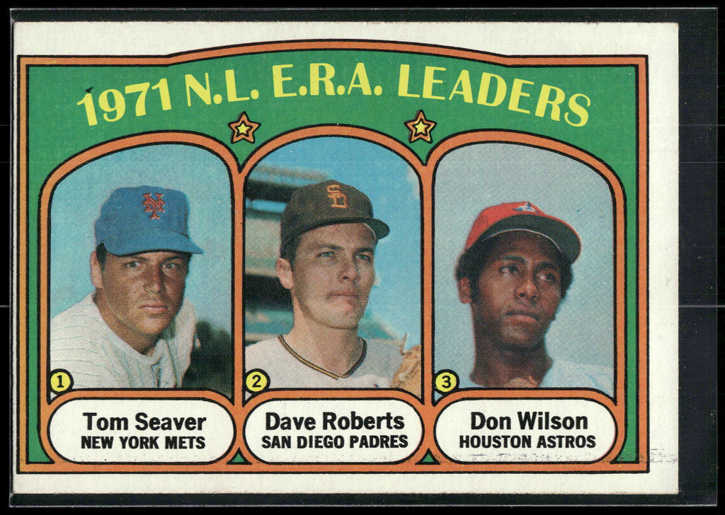 1972 Topps #91 1971 N.L. E.R.A. Leaders (Tom Seaver / Dave Roberts / Don Wilson)