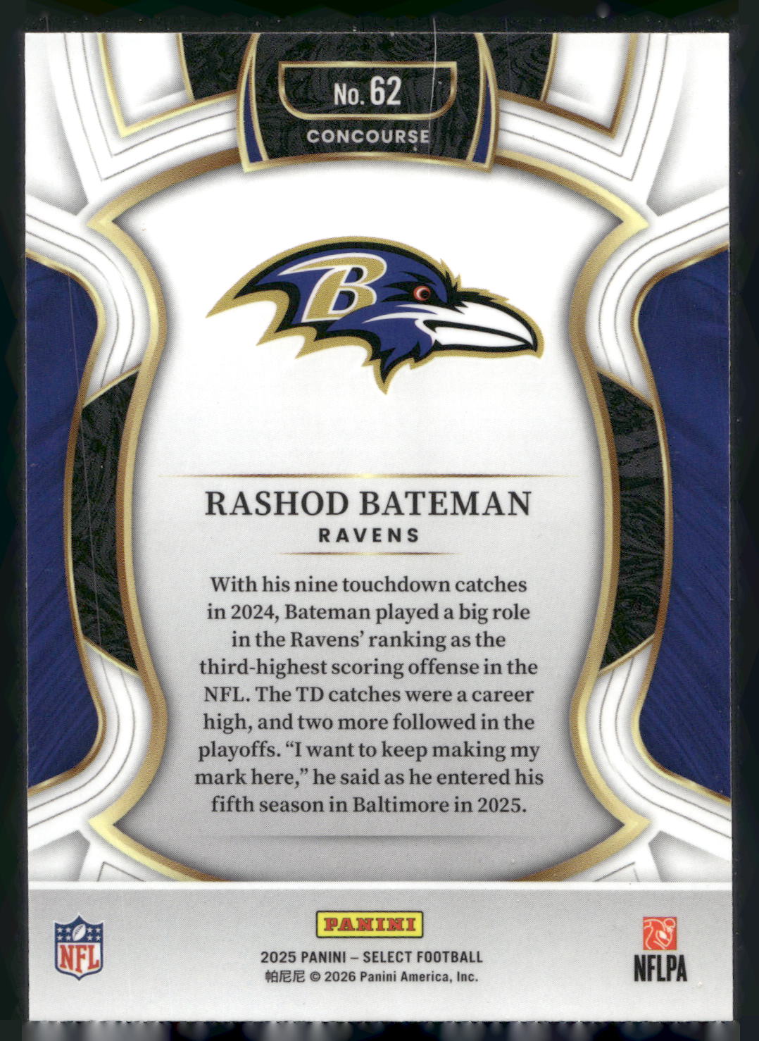 2025 Panini Select #62 Rashod Bateman