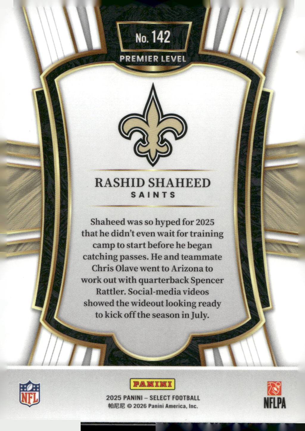 2025 Panini Select #142 Rashid Shaheed