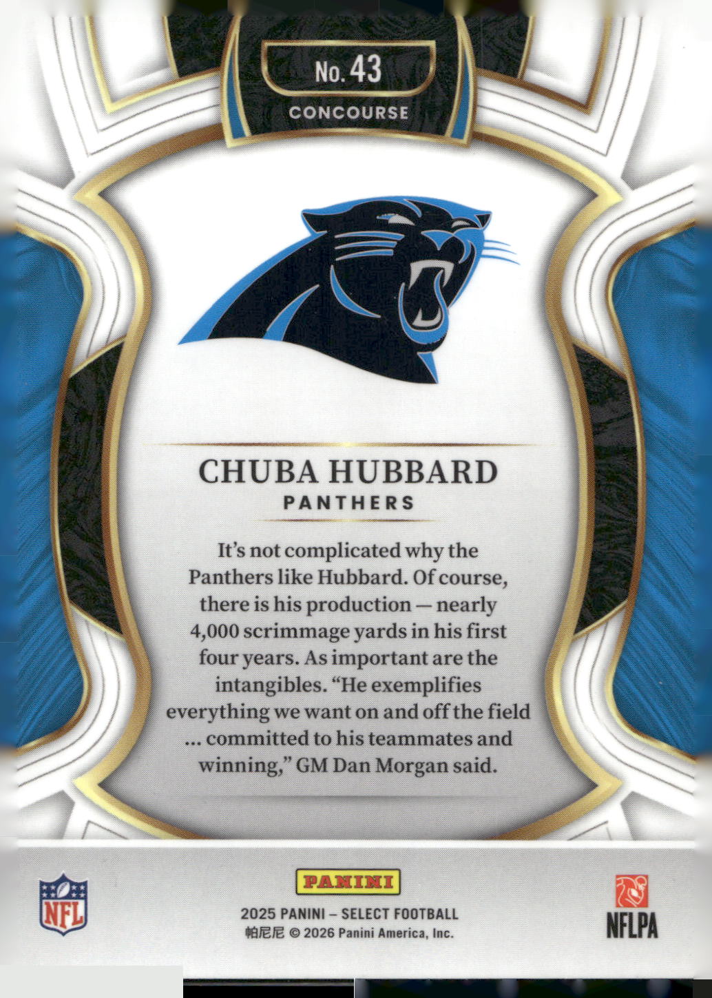2025 Panini Select #43 Chuba Hubbard