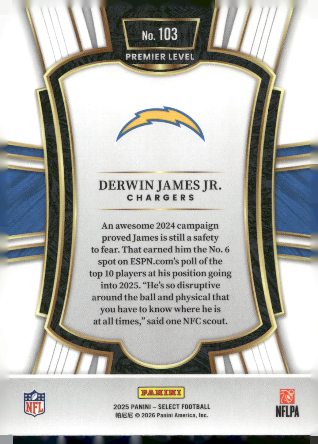 2025 Panini Select #103 Derwin James Jr.