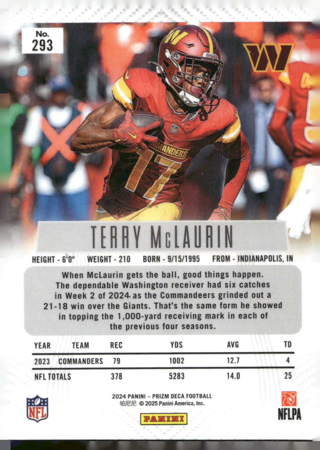 2024 Panini Prizm Deca #293 Terry McLaurin