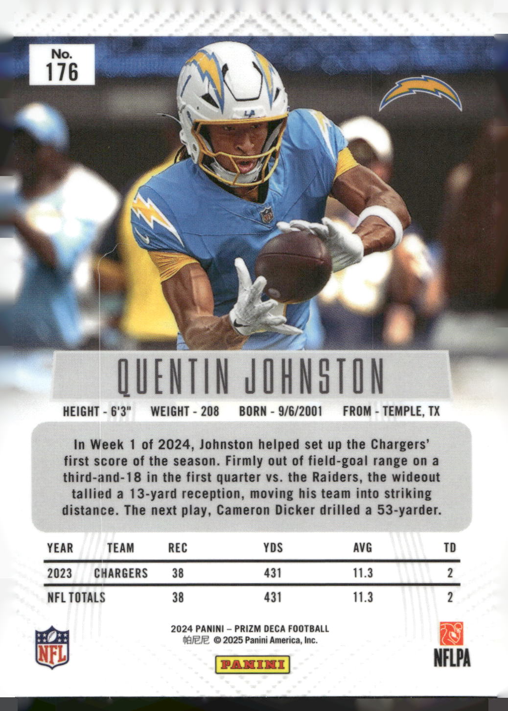 2024 Panini Prizm Deca #176 Quentin Johnston