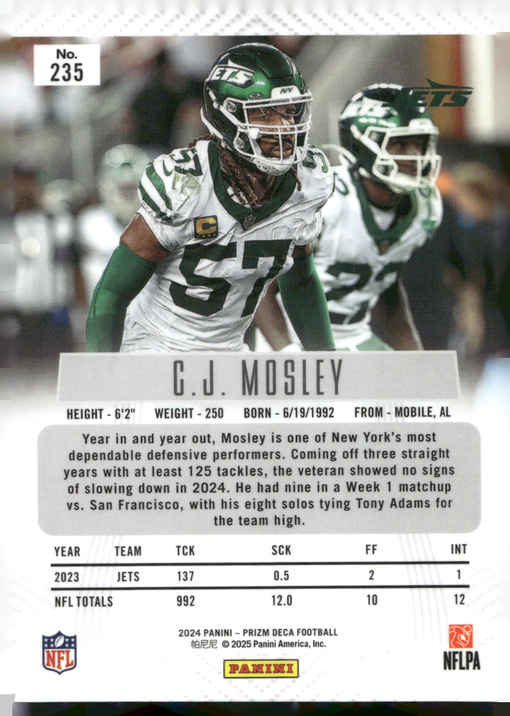 2024 Panini Prizm Deca #235 C.J. Mosley