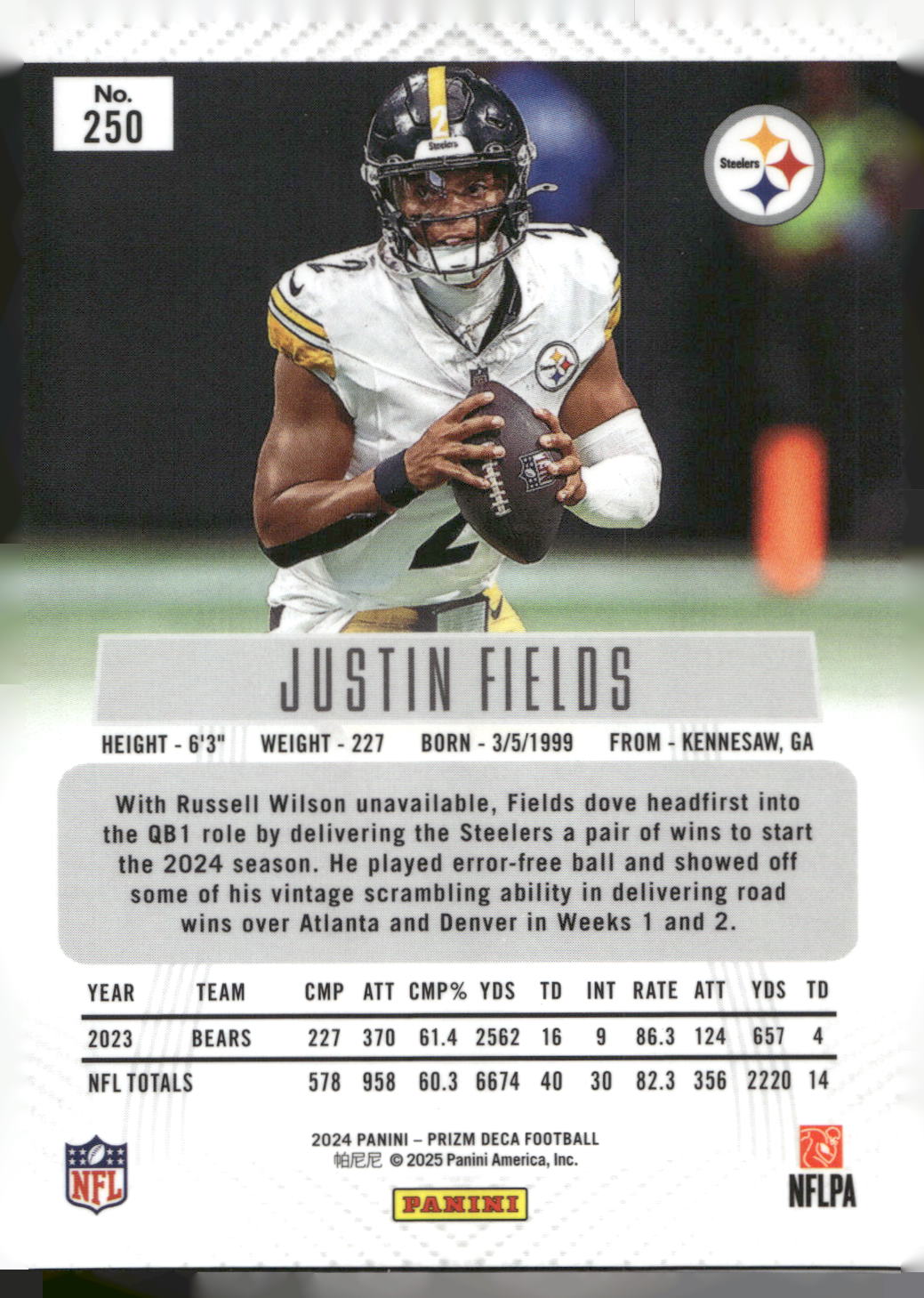 2024 Panini Prizm Deca #250 Justin Fields