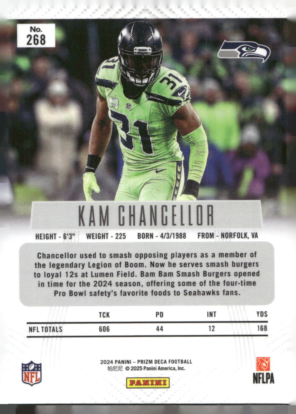 2024 Panini Prizm Deca #268 Kam Chancellor