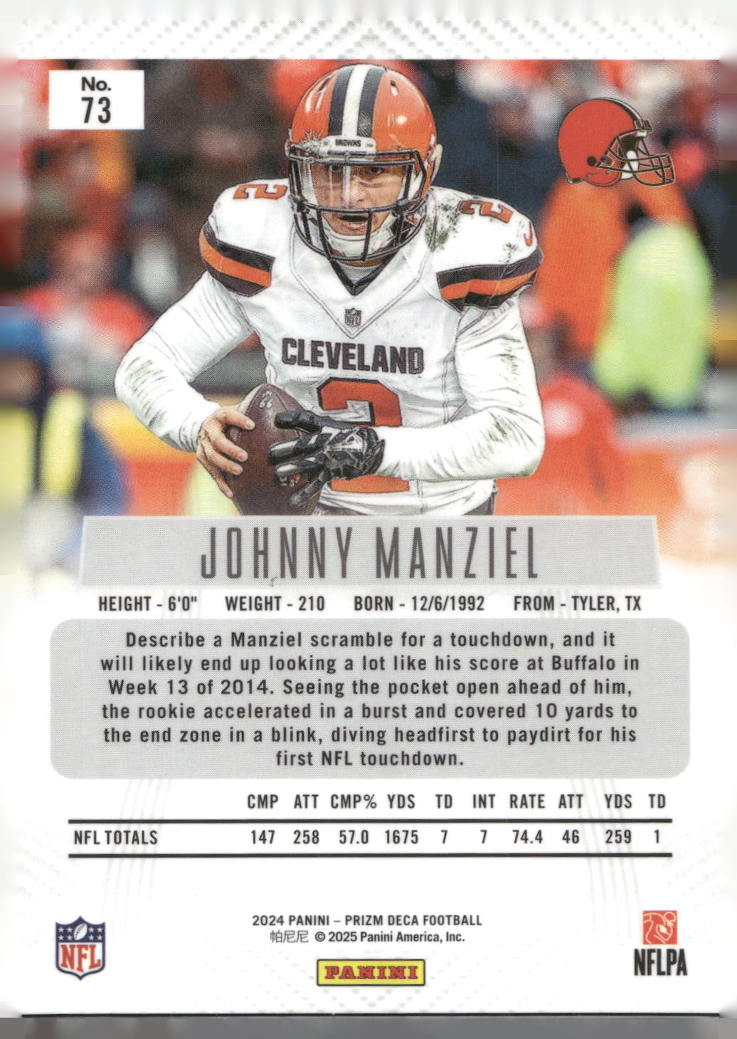 2024 Panini Prizm Deca #73 Johnny Manziel