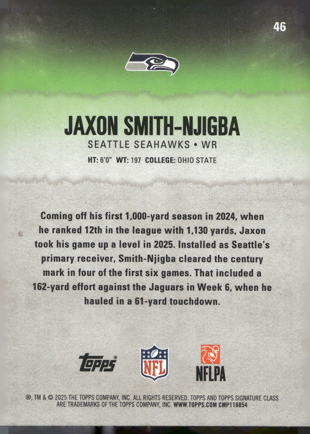 2025 Topps Signature Class #46 Jaxon Smith-Njigba