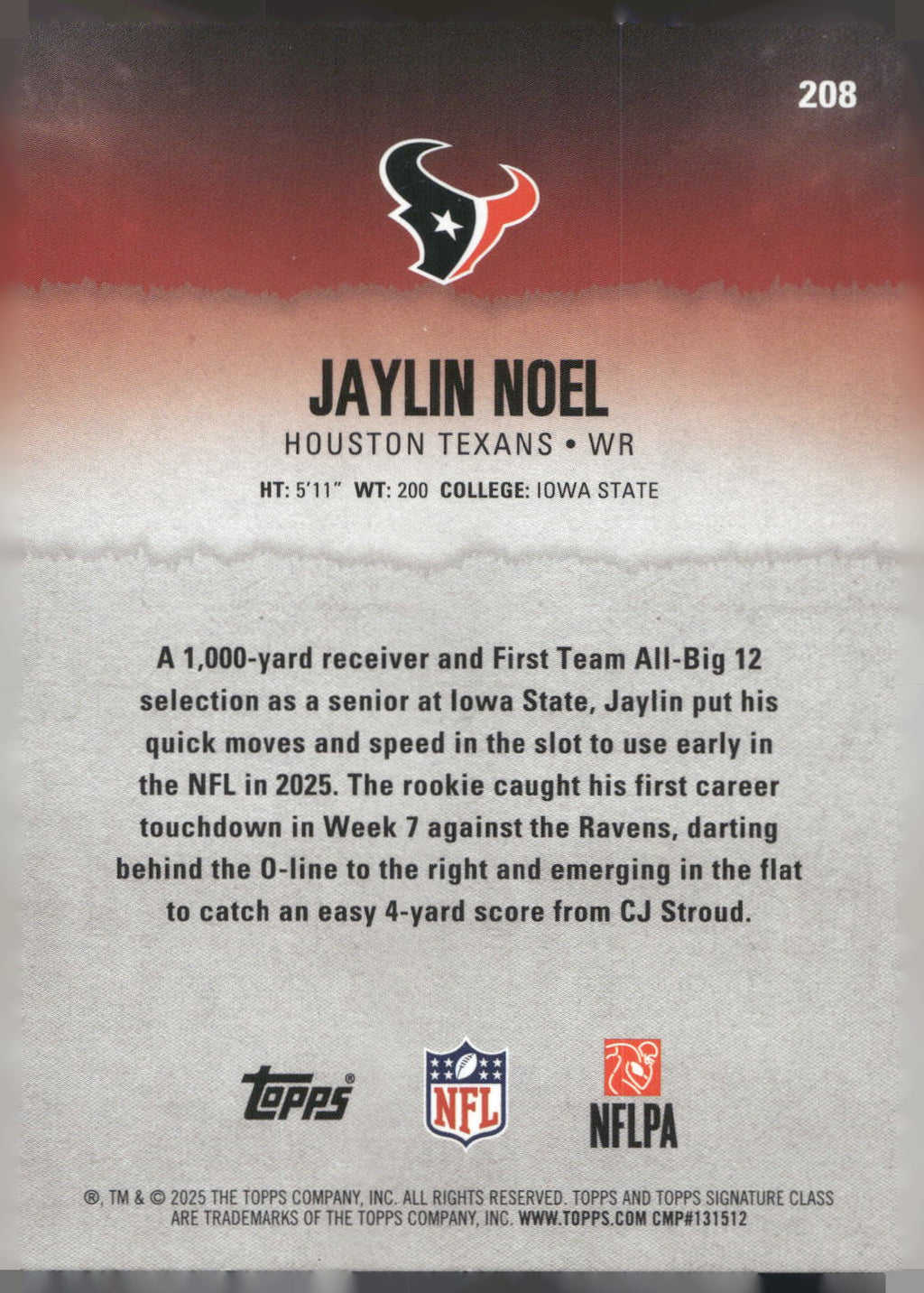 2025 Topps Signature Class #208 Jaylin Noel