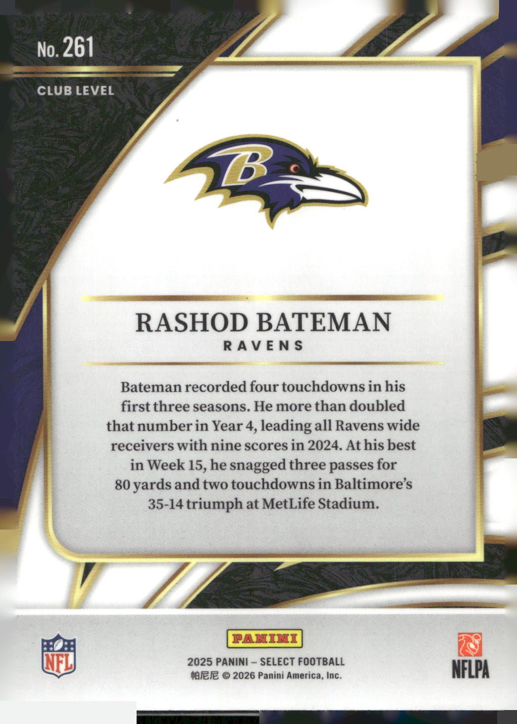 2025 Panini Select #261 Rashod Bateman
