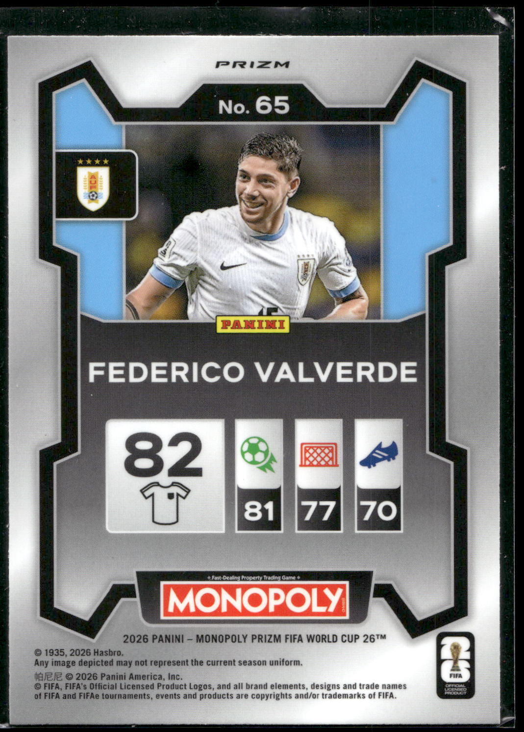 2026 Panini Prizm Monopoly FIFA World Cup #65 Federico Valverde Red Prizms