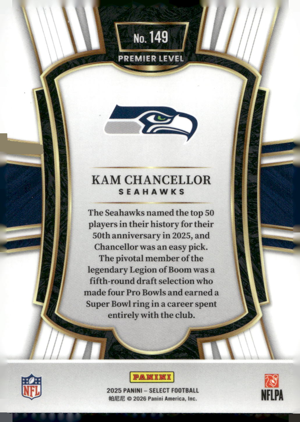 2025 Panini Select #149 Kam Chancellor
