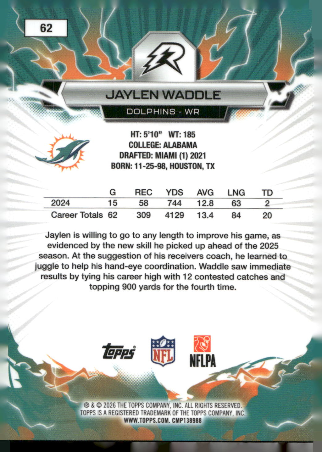 2025 Topps Resurgence #62 Jaylen Waddle