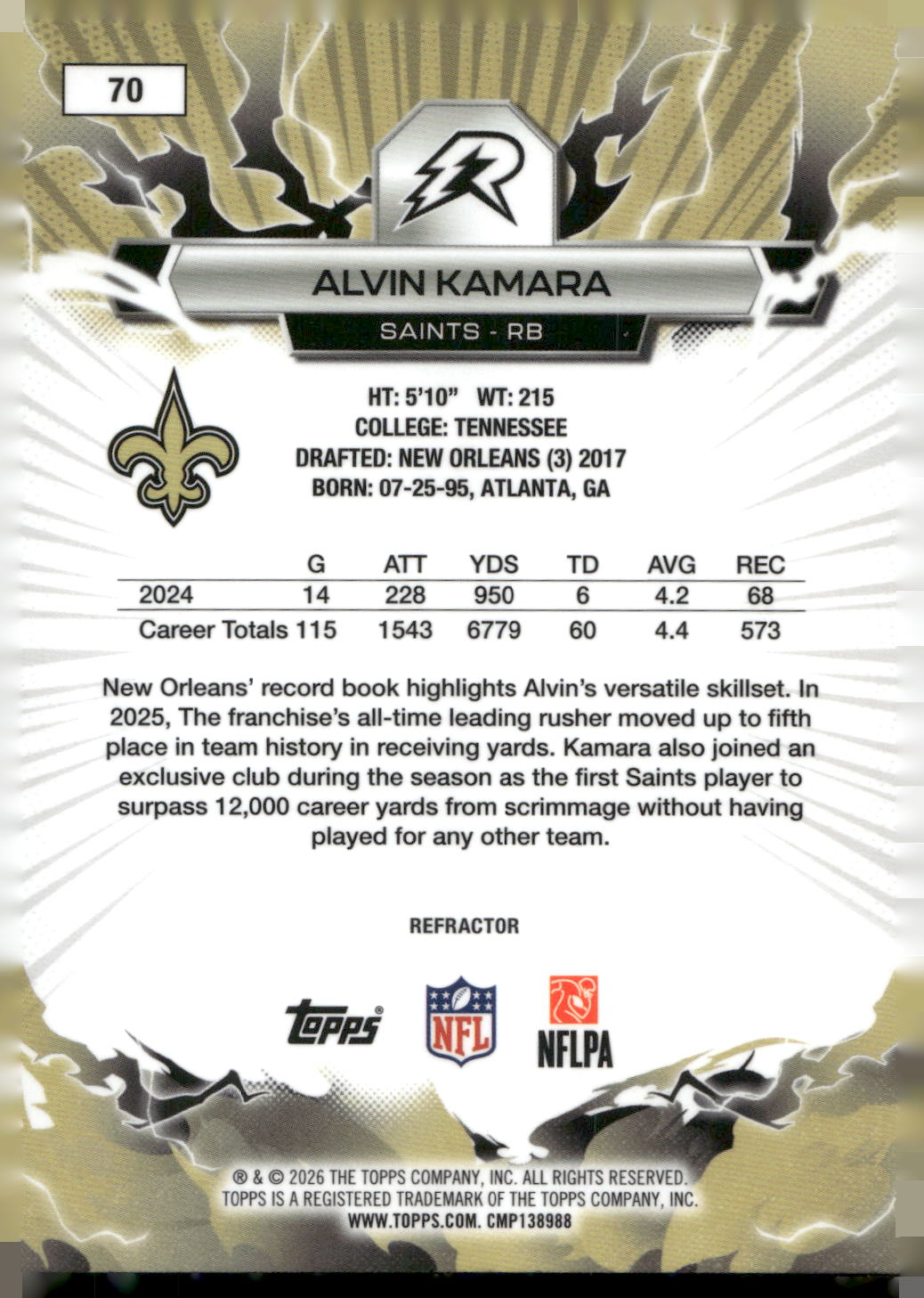 2025 Topps Resurgence #70 Alvin Kamara