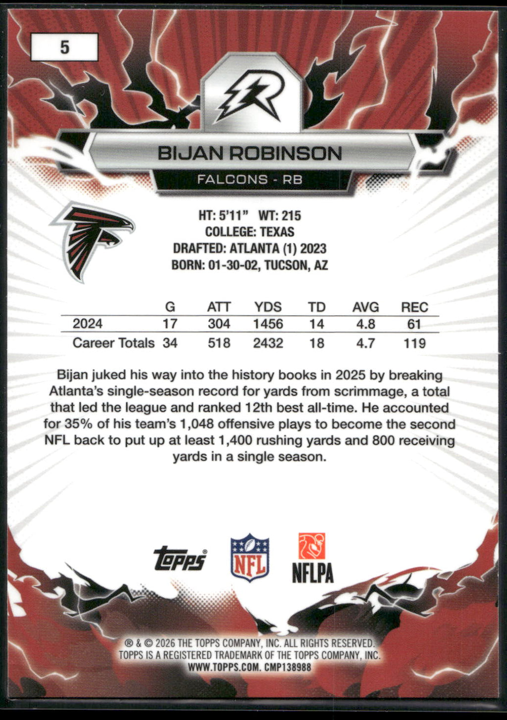 2025 Topps Resurgence #5 Bijan Robinson