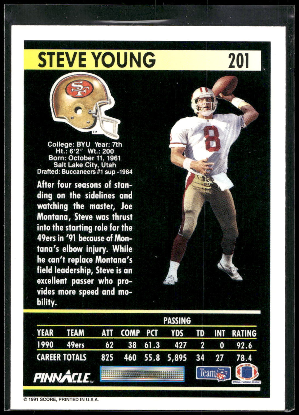1991 Pinnacle #201 Steve Young