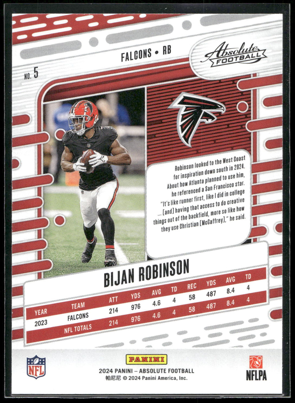 2024 Panini Absolute #5 Bijan Robinson Retail