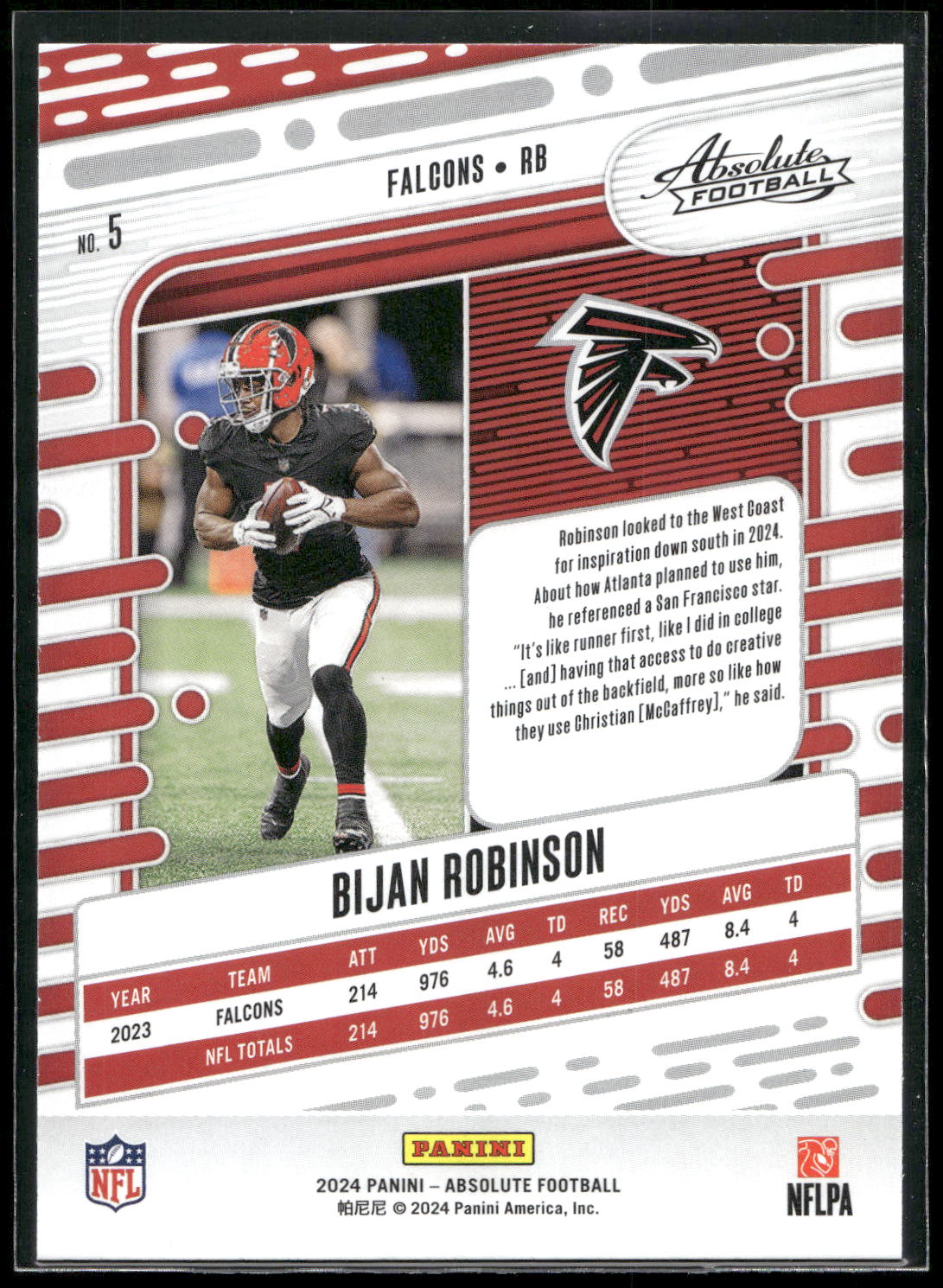 2024 Panini Absolute #5 Bijan Robinson Retail