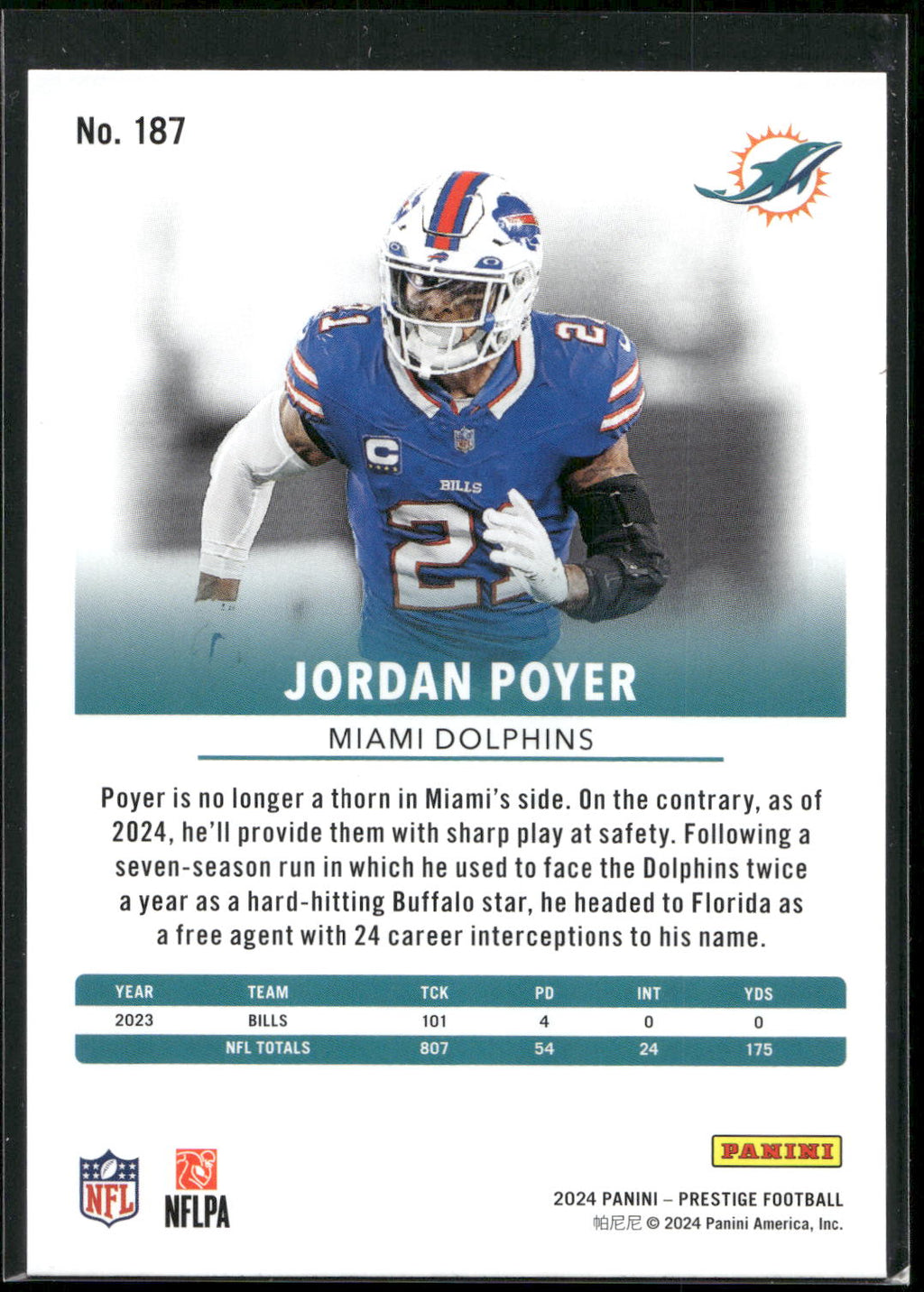 2024 Panini Prestige #187 Jordan Poyer
