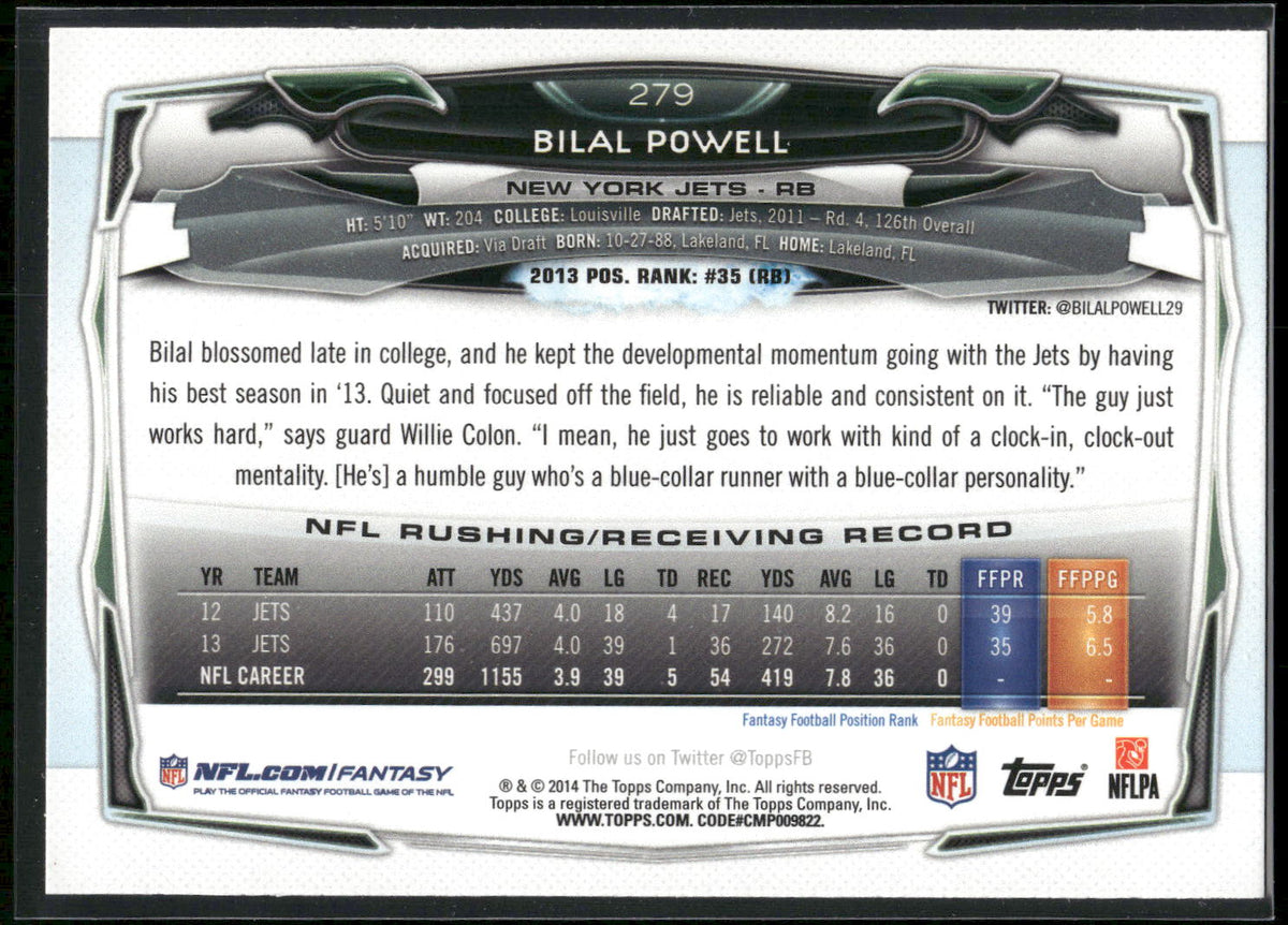 2014 Topps #279 Bilal Powell
