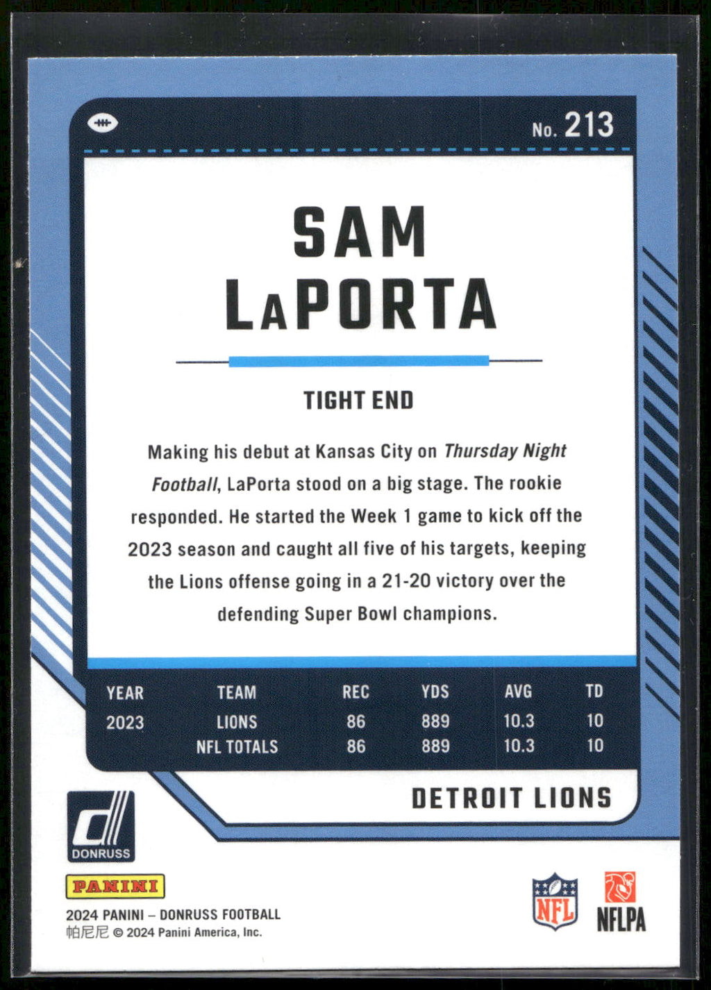 2024 Donruss #213 Sam LaPorta
