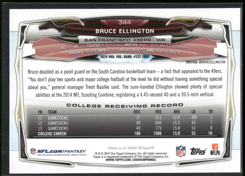2014 Topps #344 Bruce Ellington
