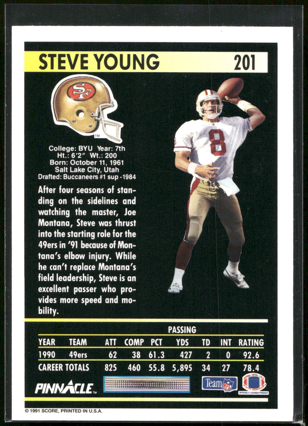 1991 Pinnacle #201 Steve Young