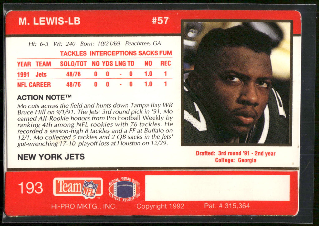 1992 Action Packed #193 Mo Lewis