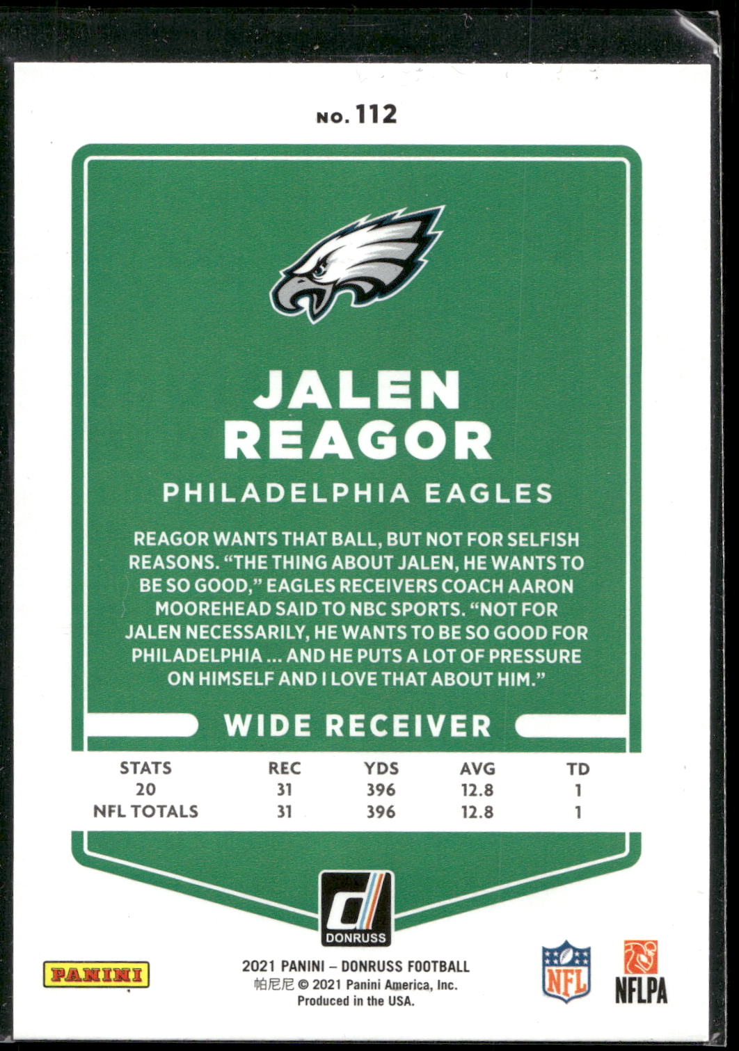 2021 Donruss #112 Jalen Reagor