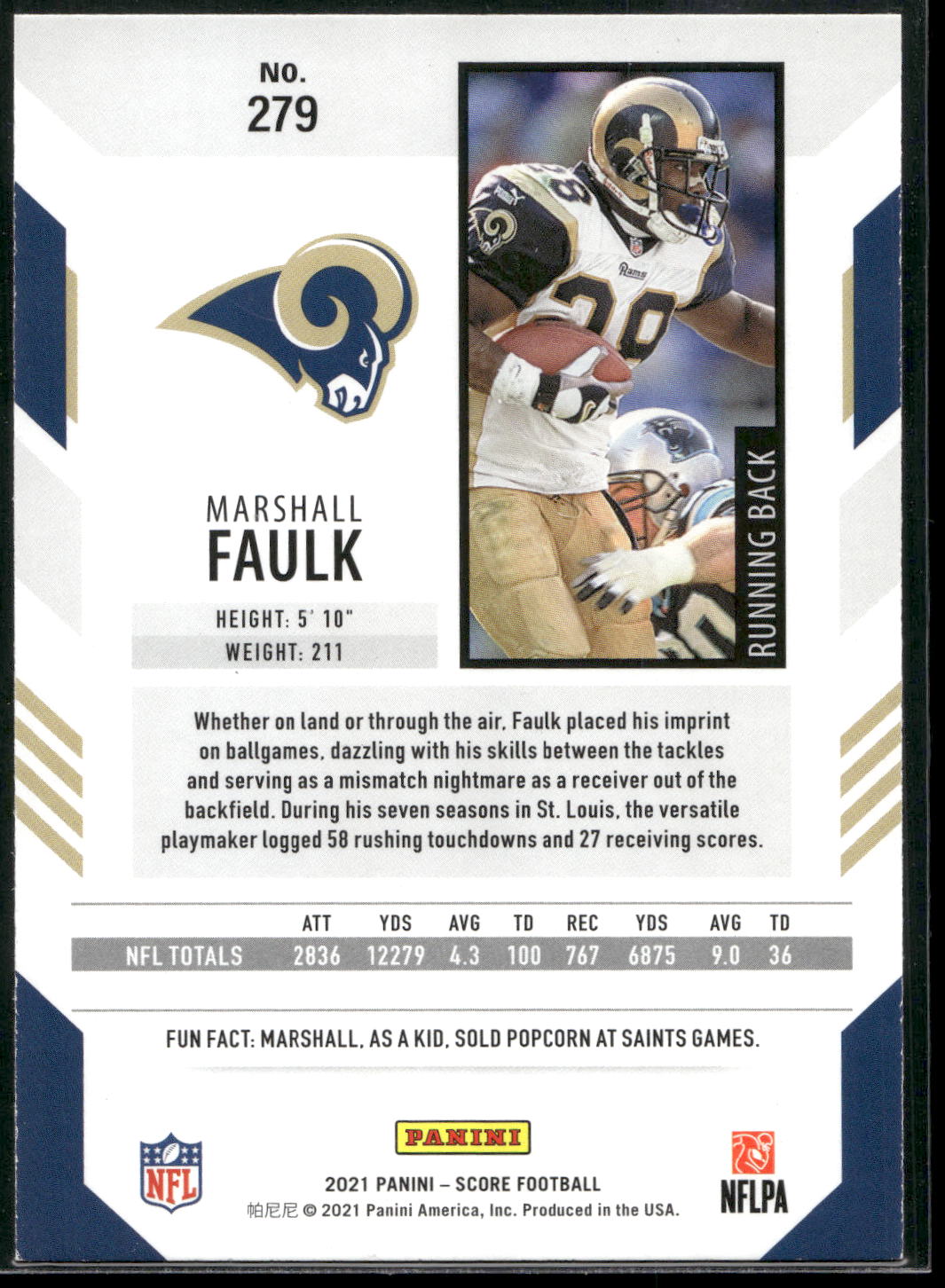 2021 Score #279 Marshall Faulk