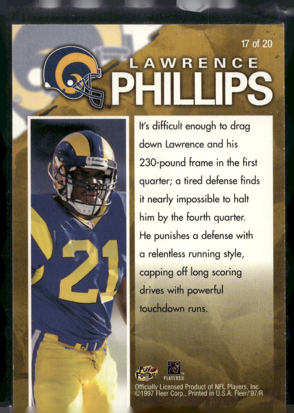 1997 Fleer #17 Lawrence Phillips Game Breakers