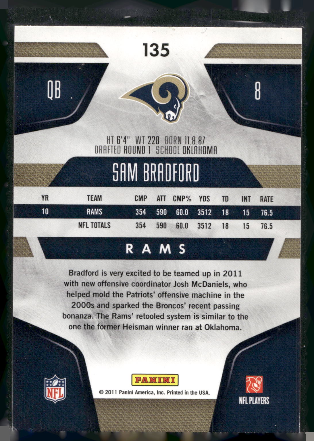 2011 Panini Certified #135 Sam Bradford
