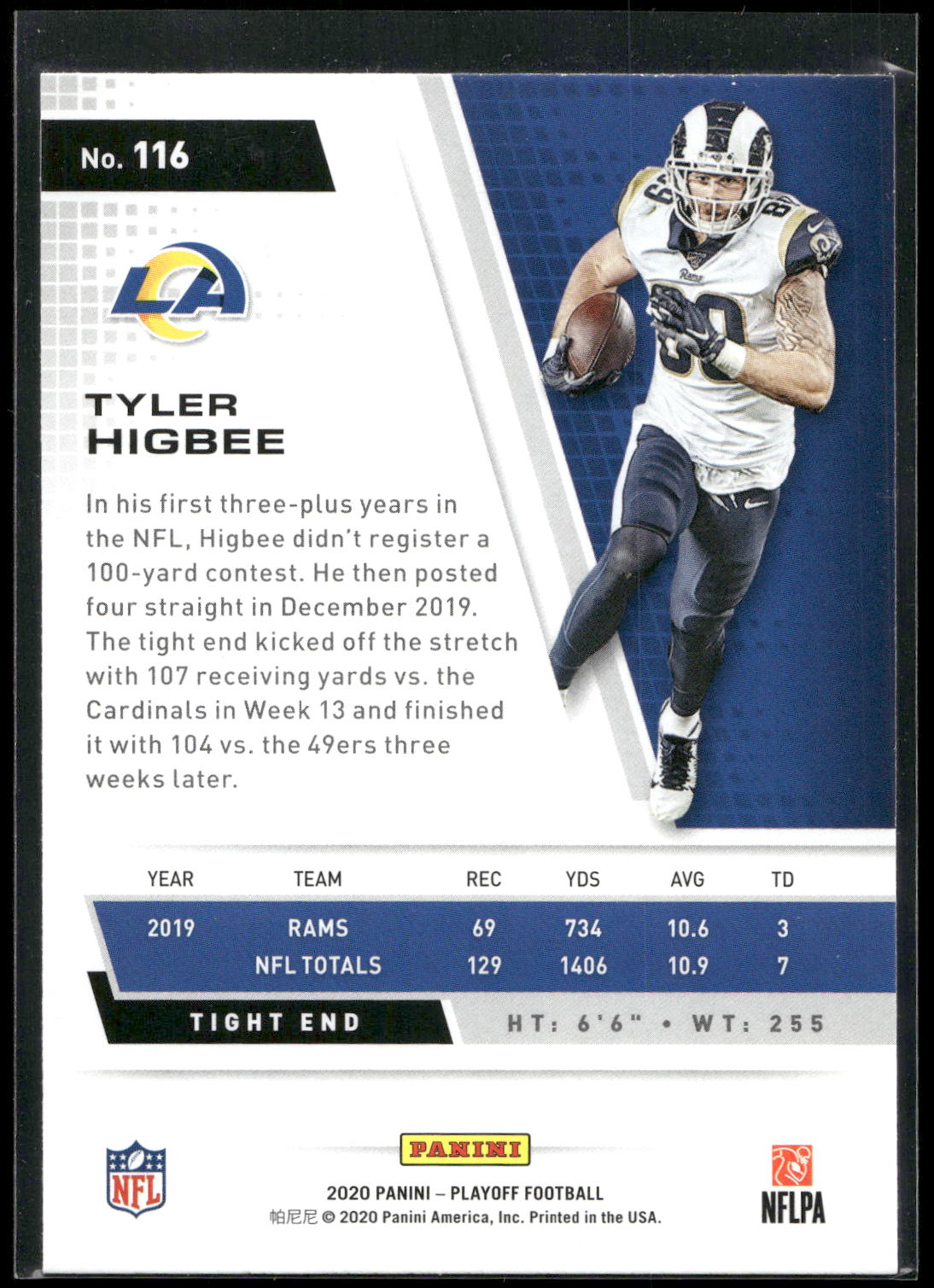2020 Panini Playoff #116 Tyler Higbee