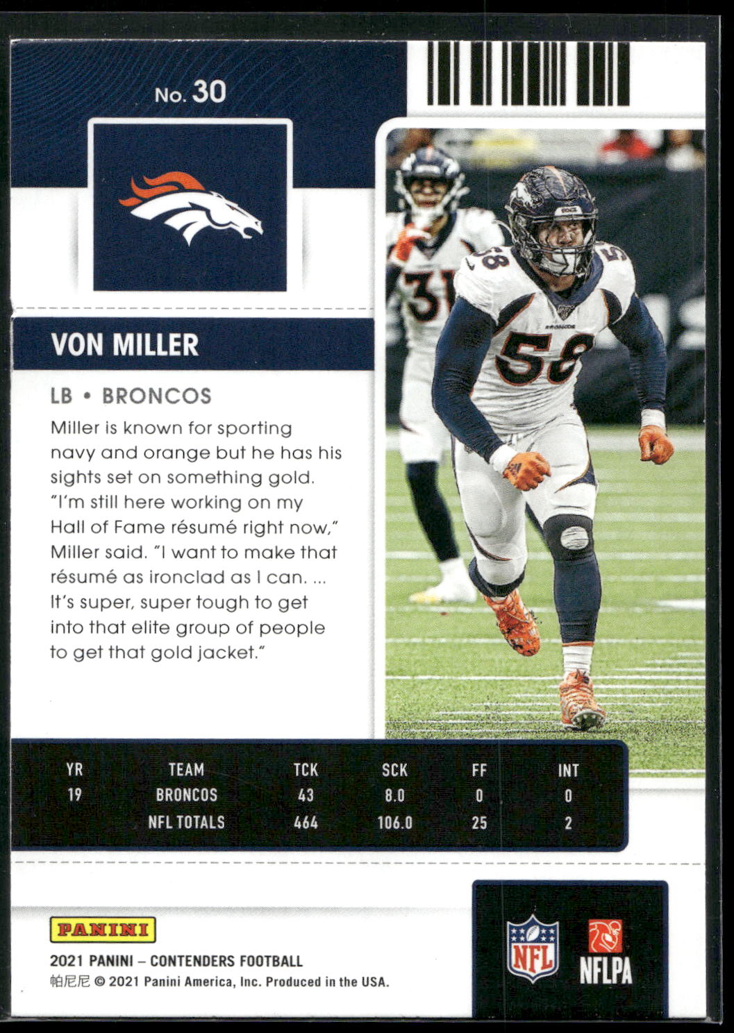 2021 Panini Contenders #30 Von Miller