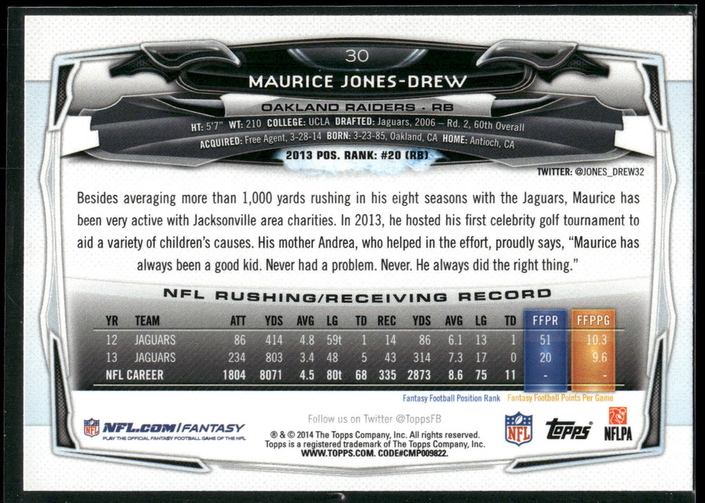 2014 Topps #30 Maurice Jones-Drew