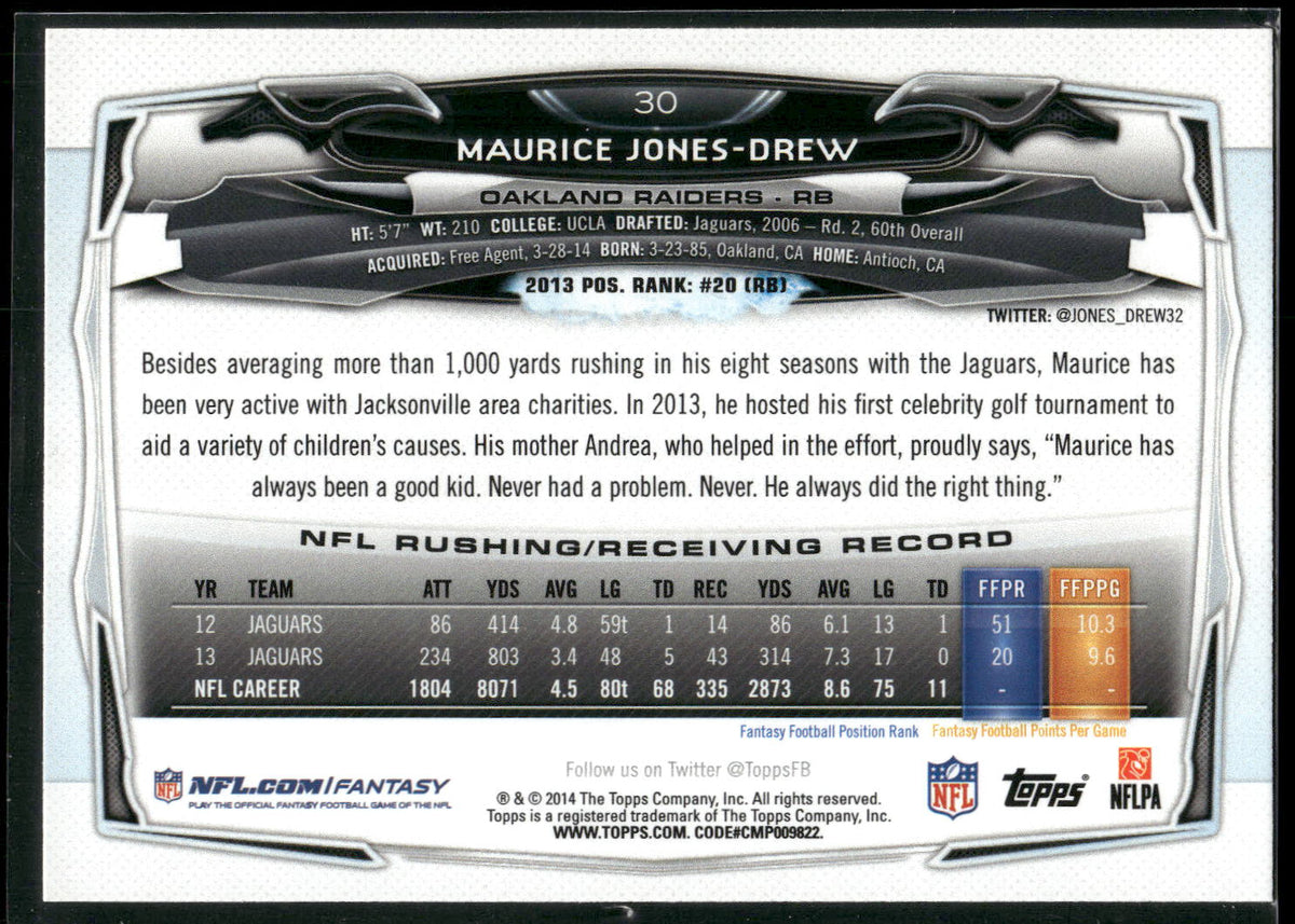 2014 Topps #30 Maurice Jones-Drew