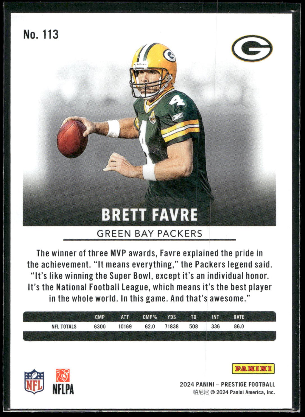 2024 Panini Prestige #113 Brett Favre