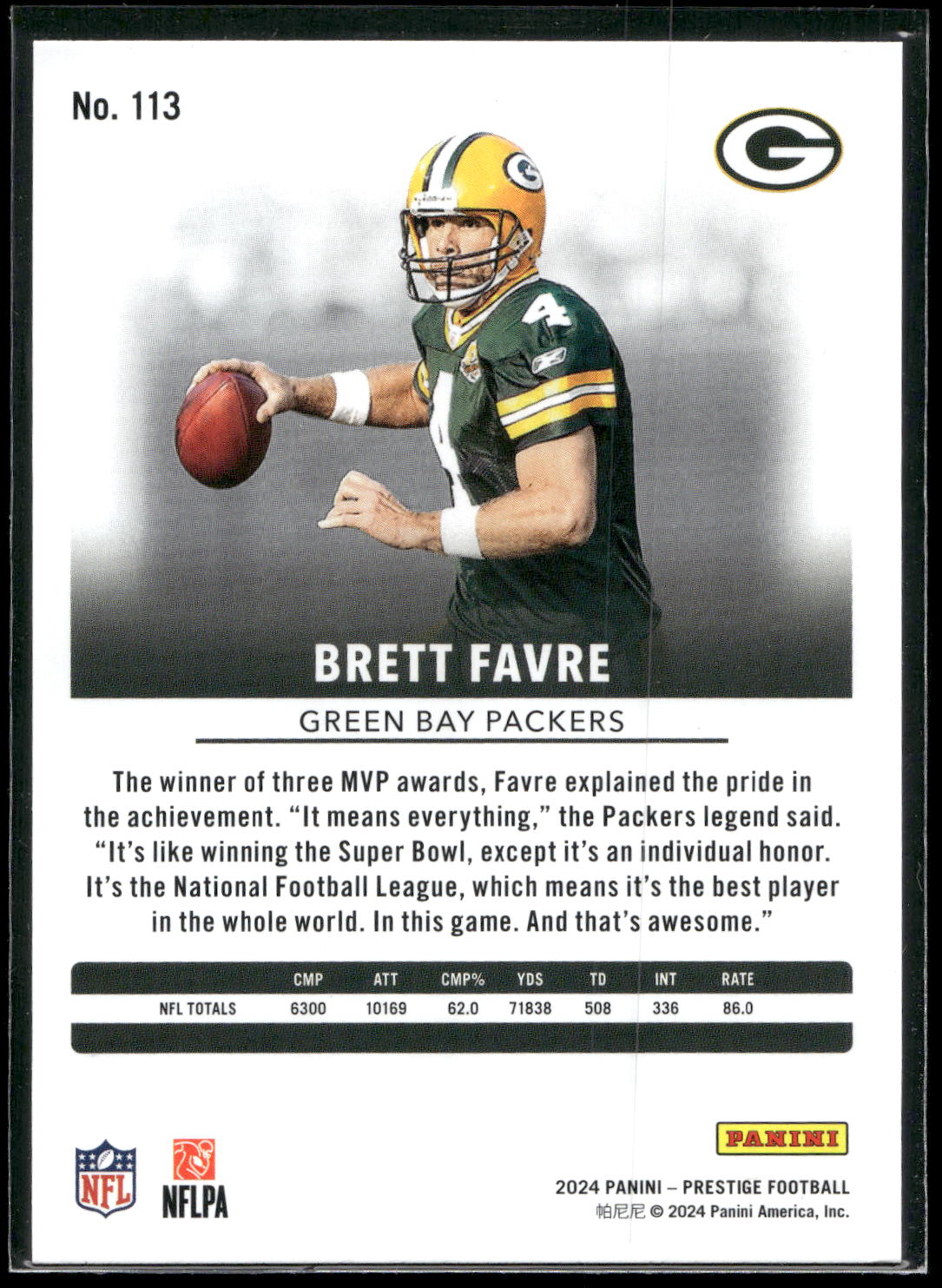 2024 Panini Prestige #113 Brett Favre