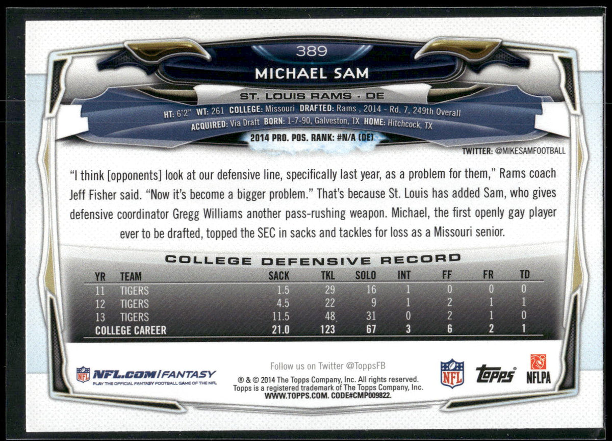 2014 Topps #389 Michael Sam