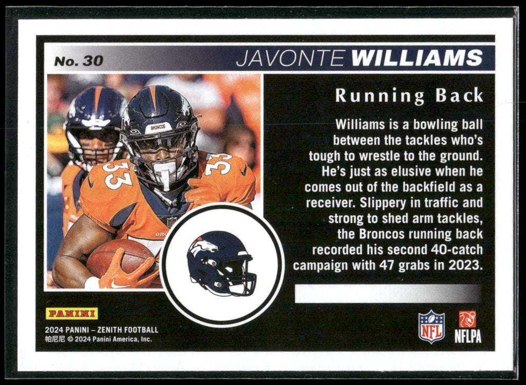 2024 Panini Zenith #30 Javonte Williams Retail