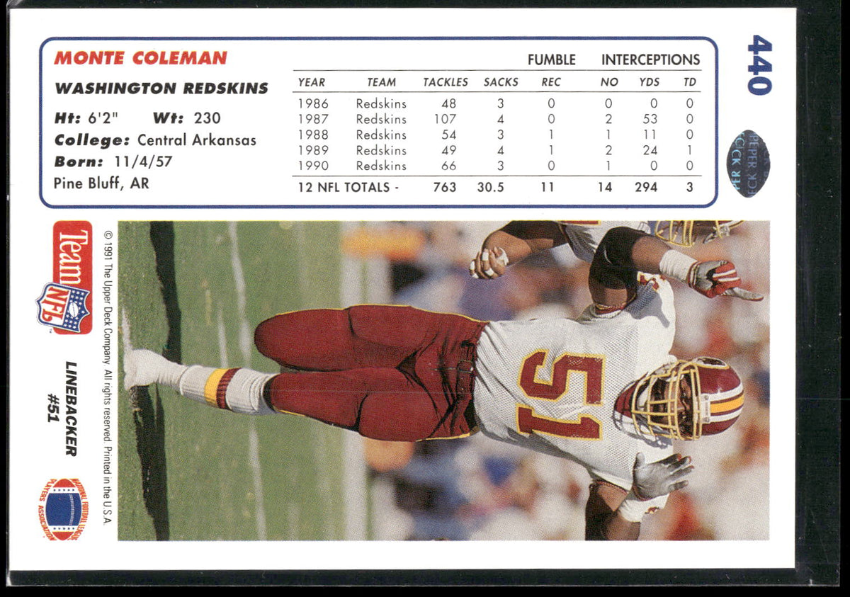 1991 Upper Deck #440 Monte Coleman