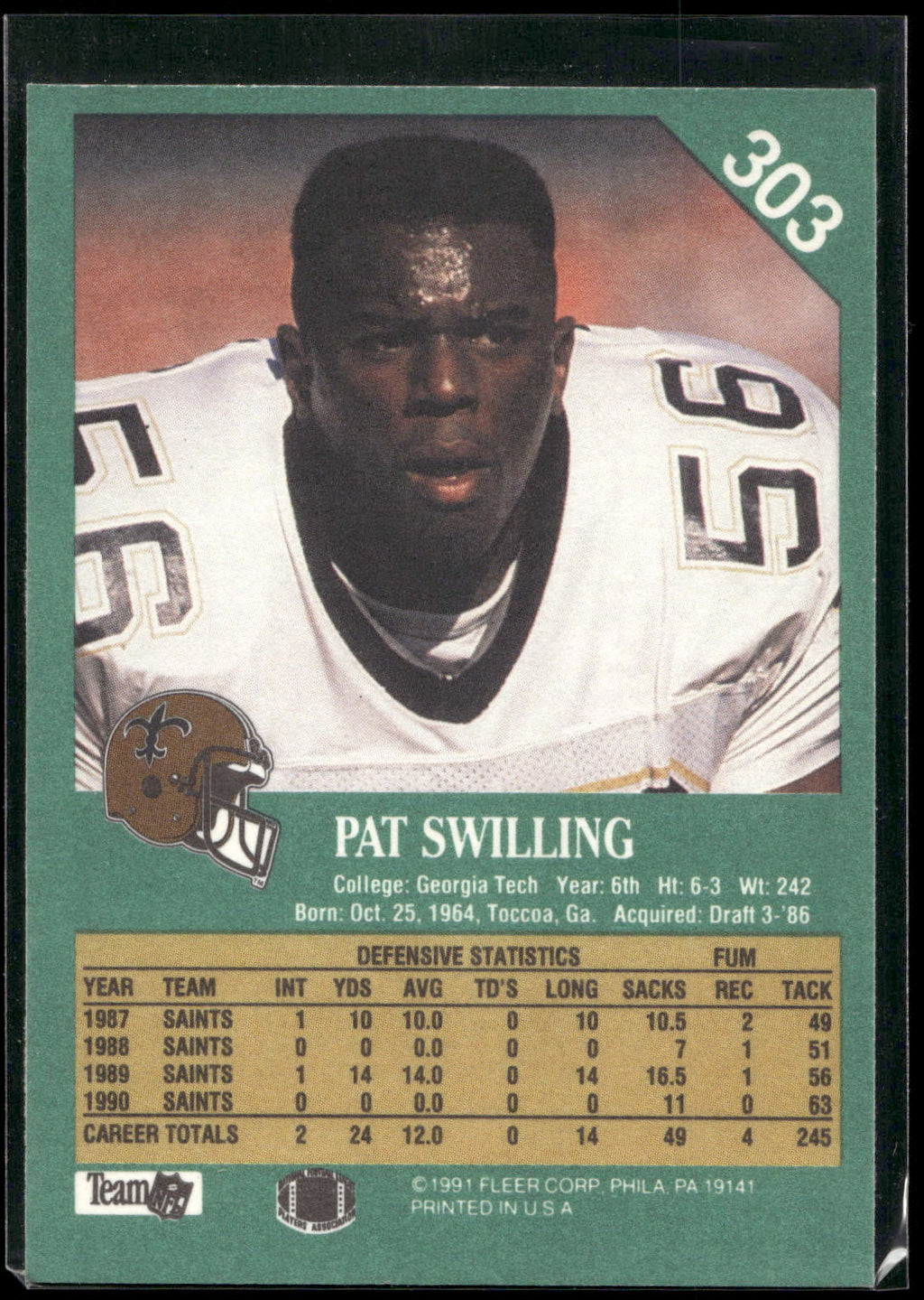 1991 Fleer #303 Pat Swilling