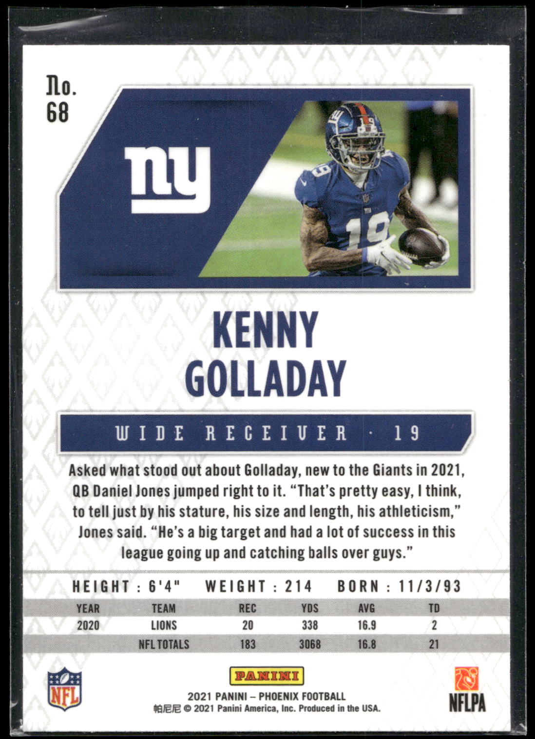 2021 Panini Phoenix #68 Kenny Golladay