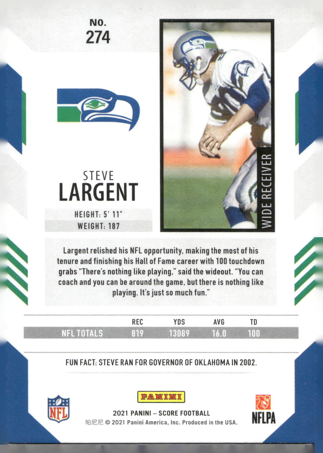 2021 Score #274 Steve Largent