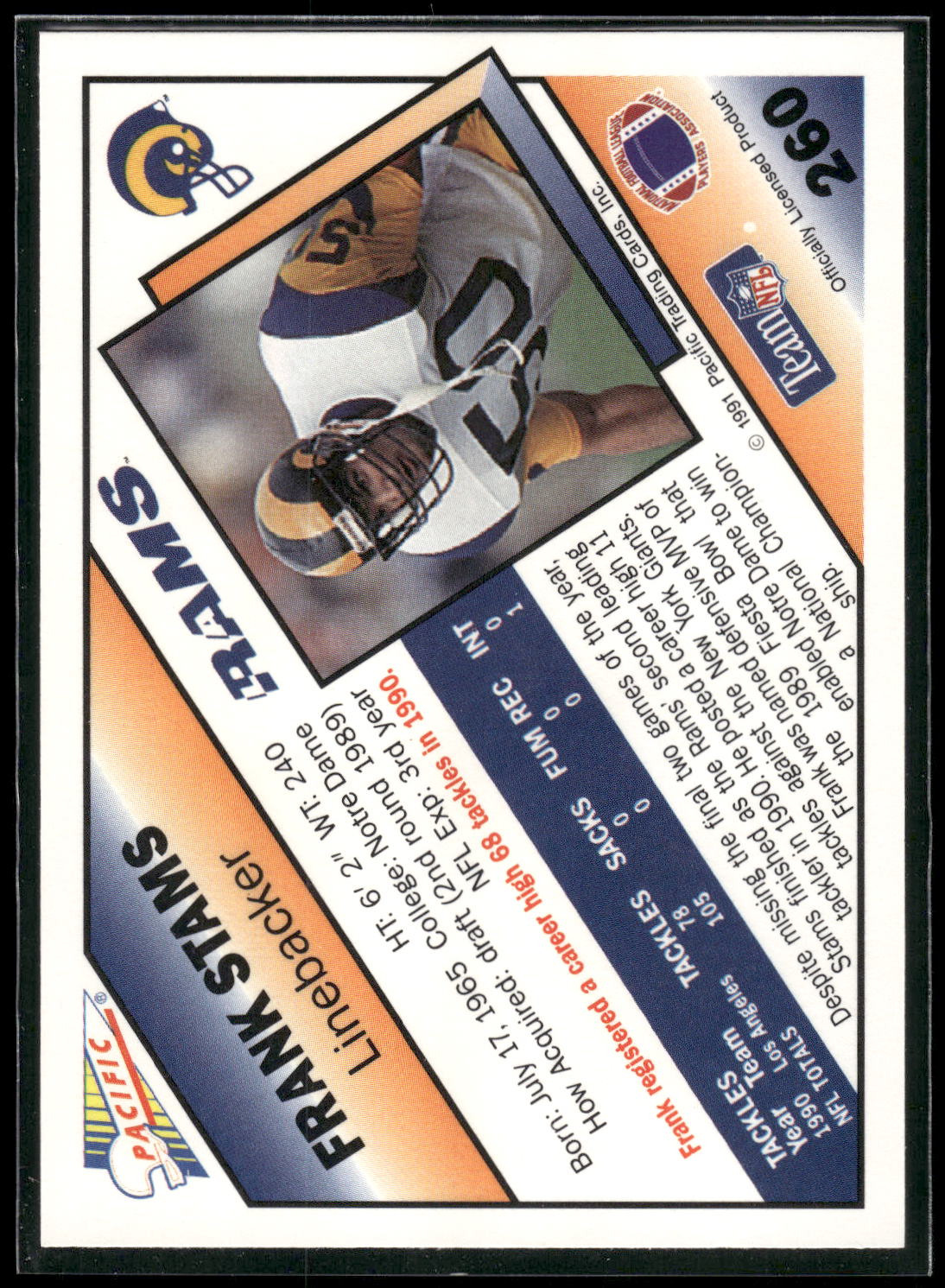 1991 Pacific #260 Frank Stams